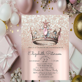 Princess Krona Ro Guld Bokeh 18:e födelsedagen Inbjudningar