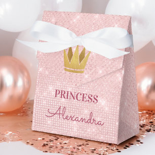 Princess Krona Ro Guld Gnistra Rosa Presentaskar