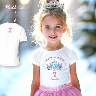 Princess Krona Rosa Blue Lila Birthday Girl Namn T Shirt