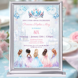 Princess Krona Rosa Blue Lila Winter Birthday Inbjudningar