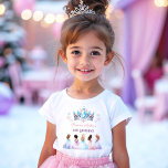 Princess Krona Rosa Blue Winter Girl Birthday T Shirt<br><div class="desc">Princess Födelsedagsfest t-shirt med en krona,  snöflingor och vackra små princesser i pastellklänningar,  vinterutgåva. Anpassa texten enkelt. Perfekt till vilken födelsedag som helst av en liten flicka i vintertid. - Kate Eden Art</div>