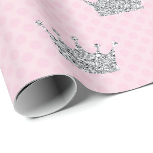 Princess Kröna Rosa Försilvra Pricka skina Vip Presentpapper