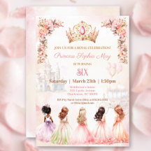 Princess Krona Rosa Guld Blommigt Girl Birthday