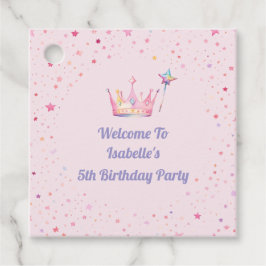 Princess Krona Rosa Little Girl 5th Birthday Gåvor Etiketter