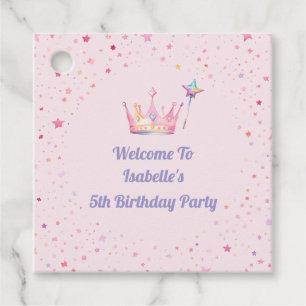 Princess Krona Rosa Little Girl 5th Birthday Gåvor Etiketter