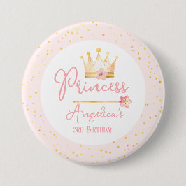 Princess Krona Rosa Little Girl Birthday Knapp
