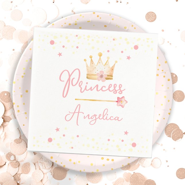 Princess Krona Rosa Little Girl Birthday Pappersservett (Skapare uppladdad)
