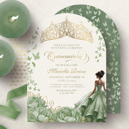 Princess Krona Tiara Sage Grönt Quinceanera Inbjudningar