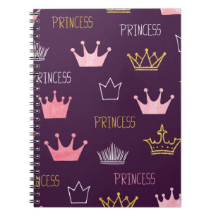 Princess krona: vattenfärgen glitter mönster. anteckningsbok