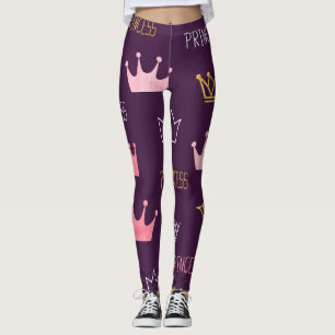Princess krona: vattenfärgen glitter mönster. leggings