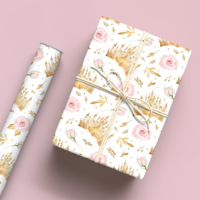 Princess Krona Wrapping Papper - Fairytale Birthda Presentpapper (Princess Birthday Girl Wrapping Paper)