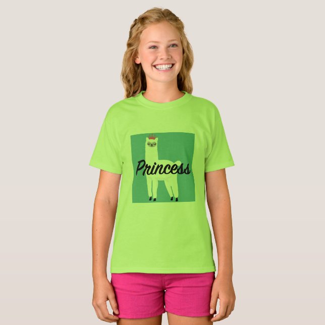 Princess Lama Design - Girls'Basic T-Shirt (Hel framsida)