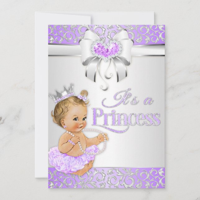 Princess Lavender Lilac & Silver Diamonds Bow Inbjudningar (Framsida)