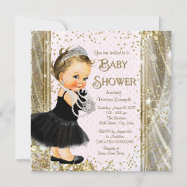 Princess Little Dam Rosa Guld Baby Shower Baby Sho Inbjudningar