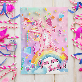 Princess Magic Unicorn Birthday Inbjudan