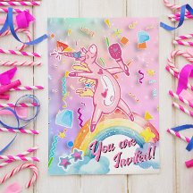 Princess Magic Unicorn Birthday Inbjudan