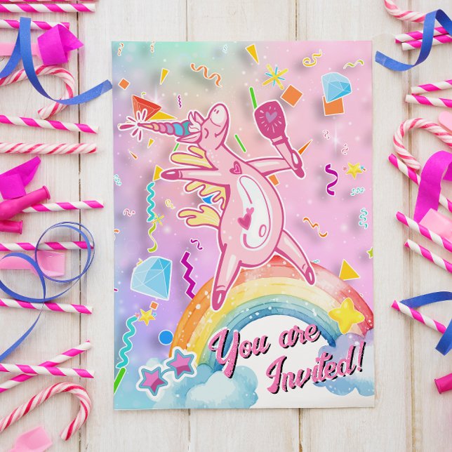 Princess Magic Unicorn Birthday Inbjudan (Skapare uppladdad)