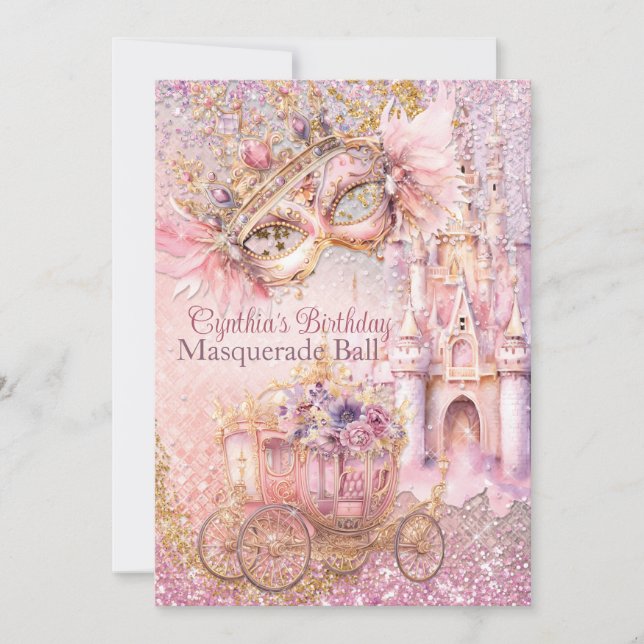 Princess MasqueraFairytale Födelsedagsfest Inbjudningar (Framsida)