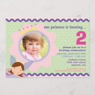 Princess med beställnings- fotopartyinbjudan inbjudningar