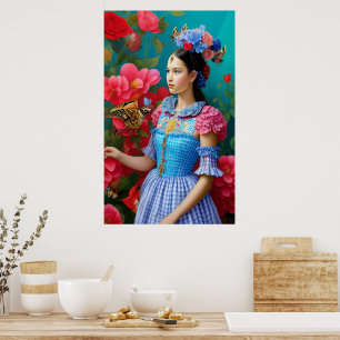 Princess med blå klänning poster
