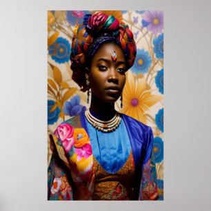 Princess med blommigt head scarf poster