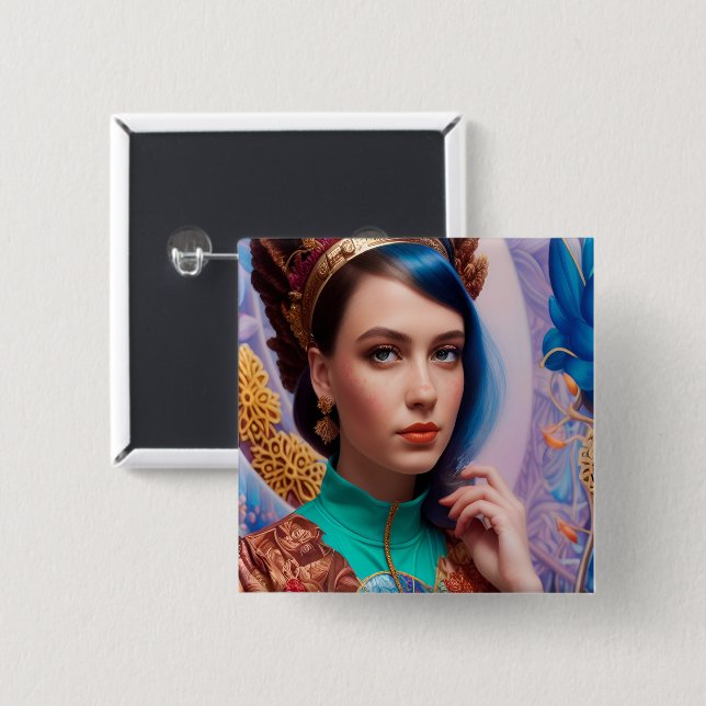 Princess med dekorativ tealutrustning knapp (Framsida & baksida)