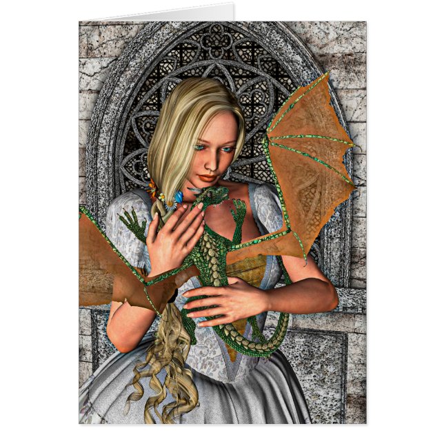 Princess med Dragon Hälsningskort (Framsidan)