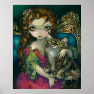 Princess med en maine Coon Cat ART PRINT rococo Poster