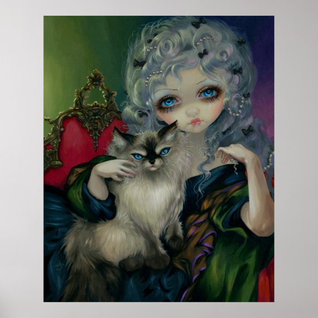 Princess med en Ragdoll Cat ART PRINT rococo Poster (Framsidan)