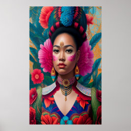 Princess med rosa blomkinka poster