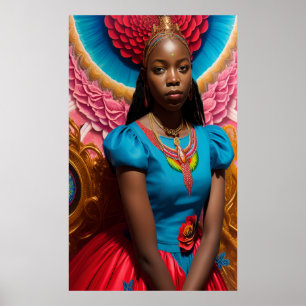 Princess med rosa och blå klänning poster