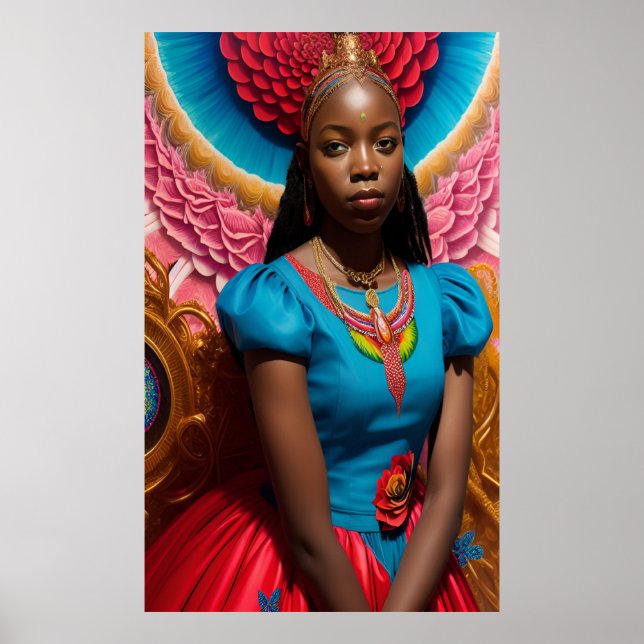 Princess med rosa och blå klänning poster (Framsidan)