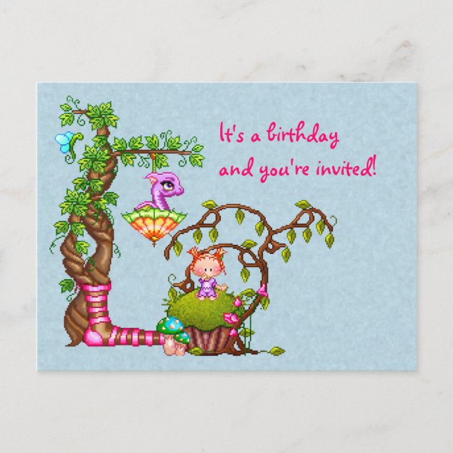 Princess Muffin & Friends Pixel Art Inbjudan Vykort (Framsida)