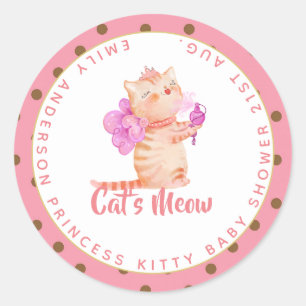 Princess (NAMN) är Rosa Shower för katter Meow Gir Runt Klistermärke