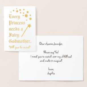 Princess Needs a Fairy Godmor Magic Trollspö Stars Folierat Kort