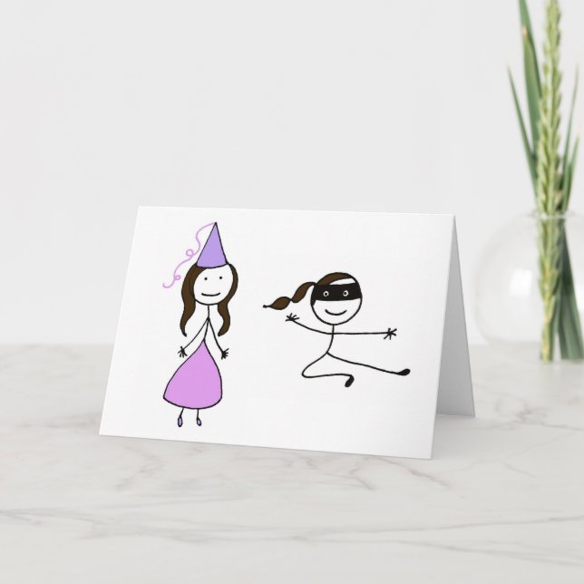 Princess Ninja Birthday Card Kort (Framsida)