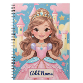 Princess Notebook - Editable Namn Anteckningsbok