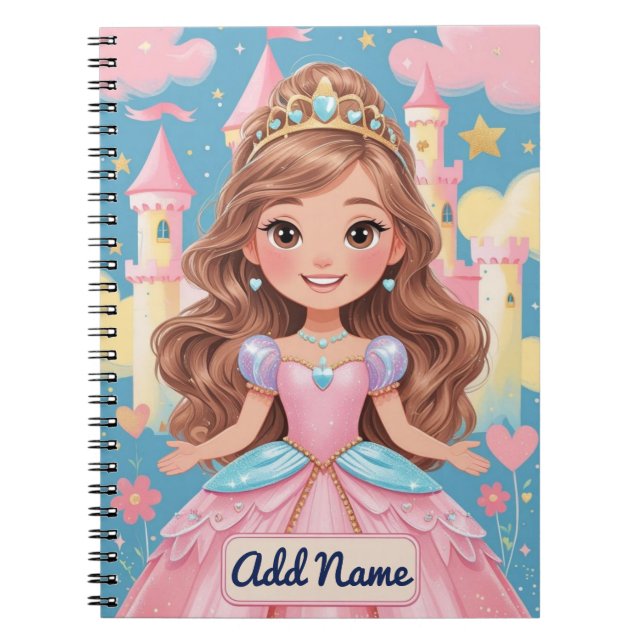 Princess Notebook - Editable Namn Anteckningsbok (Framsidan)