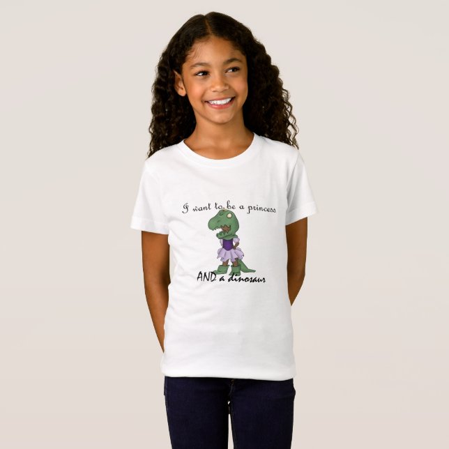 princess- och dinosaurt-skjorta t shirt (Hel framsida)