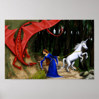 Princess och Dragon 12 x 8 Poster