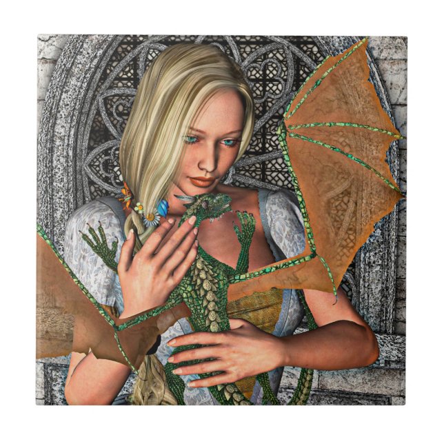 Princess och Dragon Kakelplatta (Framsidan)