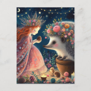 Princess och Hedgehog Fantasy Vykort