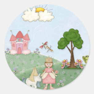 Princess och hennes slott runt klistermärke