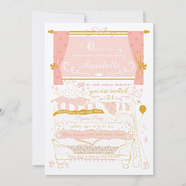Princess och inbjudan till Pea Slumber Party (Framsida)