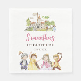 Princess och Knight Birthday Standard Luncheon Pappersservett
