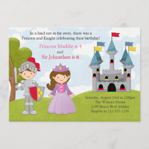 Princess och Knight Joint Födelsedagsfest Inbjudningar