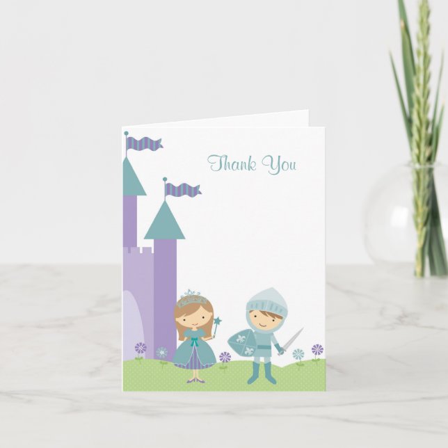 Princess- och Knight Note Card Tack Kort (Framsida)