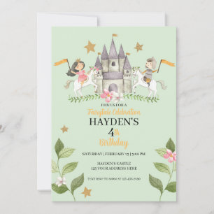 Princess och Knight party, Princess, barns födelse Inbjudningar