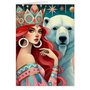 Princess och Polarna Bear Blank Inside Card Hälsningskort