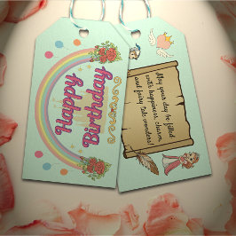 Princess och Prince Fairy Tale Cute Royal Birthday Presentetikett